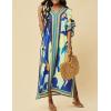 imageBsubseach Caftans for Women Plus Size Swimsuit Cover Ups Long Beach Boho Kaftan Dresses Resort WearHblue