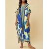 imageBsubseach Caftans for Women Plus Size Swimsuit Cover Ups Long Beach Boho Kaftan Dresses Resort WearHblue