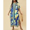 imageBsubseach Caftans for Women Plus Size Swimsuit Cover Ups Long Beach Boho Kaftan Dresses Resort WearHblue