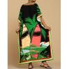 imageBsubseach Caftans for Women Plus Size Swimsuit Cover Ups Long Beach Boho Kaftan Dresses Resort WearHgreen Leaves