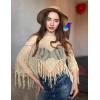 imageBsubseach Crochet Cover Up for Swimwear Women Hollow Out Swimsuit Coverup Long Sleeve Beach TopApricot
