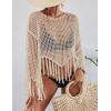 imageBsubseach Crochet Cover Up for Swimwear Women Hollow Out Swimsuit Coverup Long Sleeve Beach TopApricot