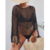 imageBsubseach Crochet Cover Up for Swimwear Women Hollow Out Swimsuit Coverup Long Sleeve Beach TopBlack