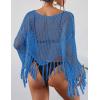 imageBsubseach Crochet Cover Up for Swimwear Women Hollow Out Swimsuit Coverup Long Sleeve Beach TopBlue
