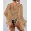 imageBsubseach Crochet Cover Up for Swimwear Women Hollow Out Swimsuit Coverup Long Sleeve Beach TopCamel