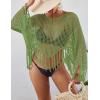 imageBsubseach Crochet Cover Up for Swimwear Women Hollow Out Swimsuit Coverup Long Sleeve Beach TopGreen