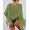 imageBsubseach Crochet Cover Up for Swimwear Women Hollow Out Swimsuit Coverup Long Sleeve Beach TopGreen