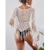 imageBsubseach Crochet Cover Up for Swimwear Women Hollow Out Swimsuit Coverup Long Sleeve Beach TopWhite