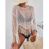 imageBsubseach Crochet Cover Up for Swimwear Women Hollow Out Swimsuit Coverup Long Sleeve Beach TopWhite