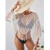 imageBsubseach Crochet Cover Up for Swimwear Women Hollow Out Swimsuit Coverup Long Sleeve Beach TopWhite