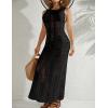 imageBsubseach Crochet Cover Up for Women Knit Sleeveless Swimsuit Coverups Summer Long DressBlack