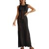 imageBsubseach Crochet Cover Up for Women Knit Sleeveless Swimsuit Coverups Summer Long DressBlack