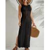 imageBsubseach Crochet Cover Up for Women Knit Sleeveless Swimsuit Coverups Summer Long DressBlack