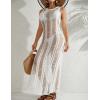 imageBsubseach Crochet Cover Up for Women Knit Sleeveless Swimsuit Coverups Summer Long DressWhite