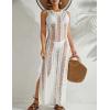 imageBsubseach Crochet Cover Up for Women Knit Sleeveless Swimsuit Coverups Summer Long DressWhite