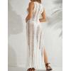 imageBsubseach Crochet Cover Up for Women Knit Sleeveless Swimsuit Coverups Summer Long DressWhite