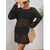 imageBsubseach Crochet Coverups for Women Swimsuit Long Sleeve Bathing Suit Cover Up Mesh Knit Beach Dress Vacation OutfitsBlack