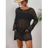 imageBsubseach Crochet Coverups for Women Swimsuit Long Sleeve Bathing Suit Cover Up Mesh Knit Beach Dress Vacation OutfitsBlack