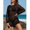 imageBsubseach Crochet Coverups for Women Swimsuit Long Sleeve Bathing Suit Cover Up Mesh Knit Beach Dress Vacation OutfitsBlack01