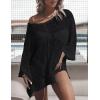 imageBsubseach Crochet Coverups for Women Swimsuit Long Sleeve Bathing Suit Cover Up Mesh Knit Beach Dress Vacation OutfitsBlack02
