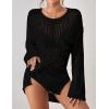 imageBsubseach Crochet Coverups for Women Swimsuit Long Sleeve Bathing Suit Cover Up Mesh Knit Beach Dress Vacation OutfitsBlack03