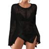 imageBsubseach Crochet Coverups for Women Swimsuit Long Sleeve Bathing Suit Cover Up Mesh Knit Beach Dress Vacation OutfitsBlack03