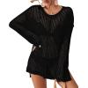 imageBsubseach Crochet Coverups for Women Swimsuit Long Sleeve Bathing Suit Cover Up Mesh Knit Beach Dress Vacation OutfitsBlack03