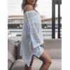 imageBsubseach Crochet Coverups for Women Swimsuit Long Sleeve Bathing Suit Cover Up Mesh Knit Beach Dress Vacation OutfitsBlue