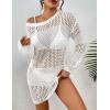 imageBsubseach Crochet Coverups for Women Swimsuit Long Sleeve Bathing Suit Cover Up Mesh Knit Beach Dress Vacation OutfitsWhite
