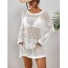 imageBsubseach Crochet Coverups for Women Swimsuit Long Sleeve Bathing Suit Cover Up Mesh Knit Beach Dress Vacation OutfitsWhite
