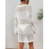 imageBsubseach Crochet Coverups for Women Swimsuit Long Sleeve Bathing Suit Cover Up Mesh Knit Beach Dress Vacation OutfitsWhite