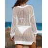 imageBsubseach Crochet Coverups for Women Swimsuit Long Sleeve Bathing Suit Cover Up Mesh Knit Beach Dress Vacation OutfitsWhite01