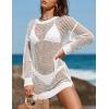 imageBsubseach Crochet Coverups for Women Swimsuit Long Sleeve Bathing Suit Cover Up Mesh Knit Beach Dress Vacation OutfitsWhite01
