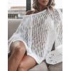 imageBsubseach Crochet Coverups for Women Swimsuit Long Sleeve Bathing Suit Cover Up Mesh Knit Beach Dress Vacation OutfitsWhite02