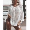 imageBsubseach Crochet Coverups for Women Swimsuit Long Sleeve Bathing Suit Cover Up Mesh Knit Beach Dress Vacation OutfitsWhite02
