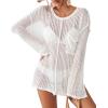 imageBsubseach Crochet Coverups for Women Swimsuit Long Sleeve Bathing Suit Cover Up Mesh Knit Beach Dress Vacation OutfitsWhite03