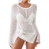 imageBsubseach Crochet Coverups for Women Swimsuit Long Sleeve Bathing Suit Cover Up Mesh Knit Beach Dress Vacation OutfitsWhite03