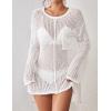 imageBsubseach Crochet Coverups for Women Swimsuit Long Sleeve Bathing Suit Cover Up Mesh Knit Beach Dress Vacation OutfitsWhite03
