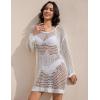 imageBsubseach Crochet Coverups for Women Swimsuit Long Sleeve Bathing Suit Cover Up Mesh Knit Beach Dress Vacation OutfitsWhite04