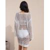 imageBsubseach Crochet Coverups for Women Swimsuit Long Sleeve Bathing Suit Cover Up Mesh Knit Beach Dress Vacation OutfitsWhite04
