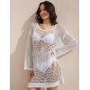 imageBsubseach Crochet Coverups for Women Swimsuit Long Sleeve Bathing Suit Cover Up Mesh Knit Beach Dress Vacation OutfitsWhite04