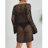 imageBsubseach Crochet Swimsuit Coverup for Women Long Sleeve Swim Cover Up Hollow Out Knitted Bikini BeachwearBlack