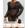 imageBsubseach Crochet Swimsuit Coverup for Women Long Sleeve Swim Cover Up Hollow Out Knitted Bikini BeachwearBlack