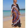 imageBsubseach Kaftan Dresses for Women Plus Size Tie Dye Batwing Sleeve Caftans Swimsuit Coverup Maxi Dress LoungewearBlack Tie Dye