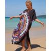 imageBsubseach Kaftan Dresses for Women Plus Size Tie Dye Batwing Sleeve Caftans Swimsuit Coverup Maxi Dress LoungewearBlack Tie Dye