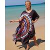 imageBsubseach Kaftan Dresses for Women Plus Size Tie Dye Batwing Sleeve Caftans Swimsuit Coverup Maxi Dress LoungewearBlack Tie Dye