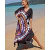 imageBsubseach Kaftan Dresses for Women Plus Size Tie Dye Batwing Sleeve Caftans Swimsuit Coverup Maxi Dress LoungewearBlack Tie Dye