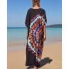 imageBsubseach Kaftan Dresses for Women Plus Size Tie Dye Batwing Sleeve Caftans Swimsuit Coverup Maxi Dress LoungewearBlack Tie Dye