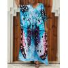 imageBsubseach Kaftan Dresses for Women Plus Size Tie Dye Batwing Sleeve Caftans Swimsuit Coverup Maxi Dress LoungewearBlue