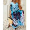 imageBsubseach Kaftan Dresses for Women Plus Size Tie Dye Batwing Sleeve Caftans Swimsuit Coverup Maxi Dress LoungewearBlue